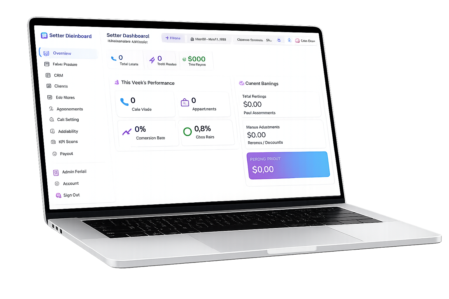 A HomeBuilder CEO admin dashboard shown on a laptop